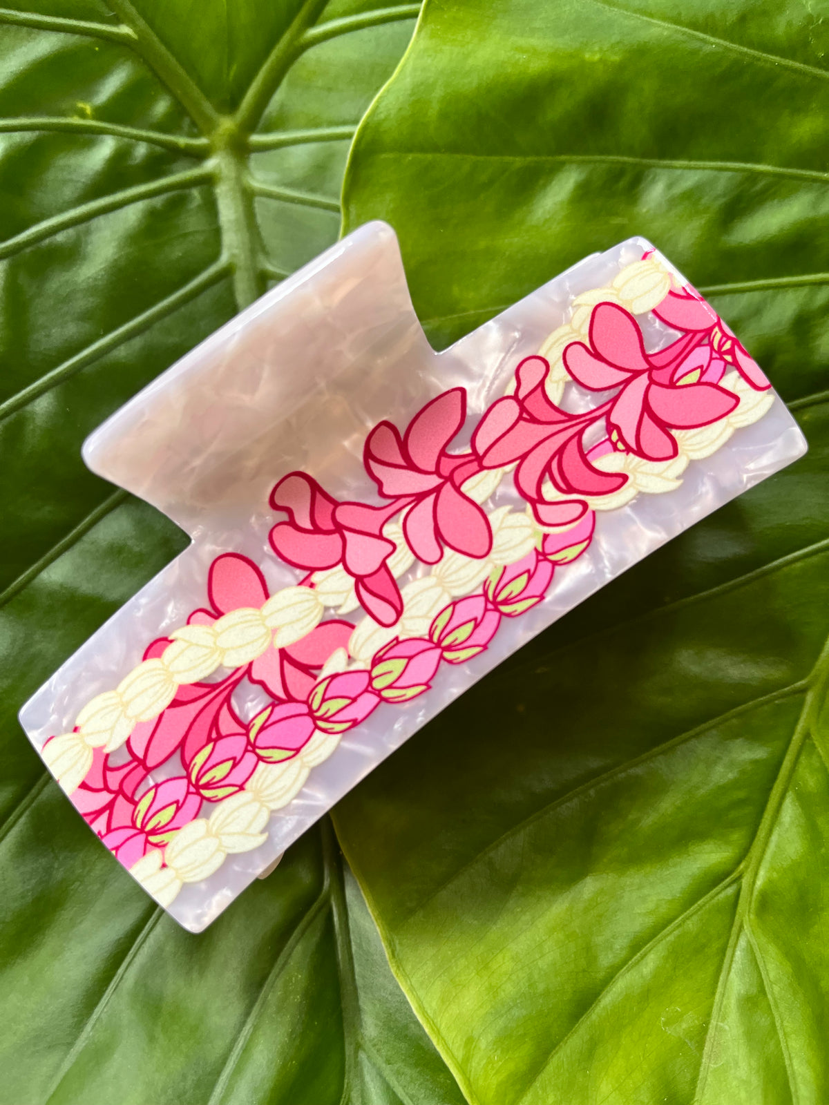 Lei Clip Large White & Pink