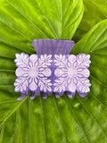 Hawaiian Quilt Clip Lavender Glitter Palaka
