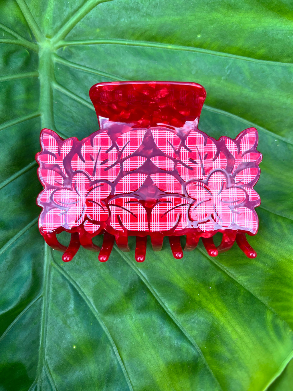 Floral Palaka Clip Red