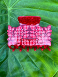 Floral Palaka Clip Red