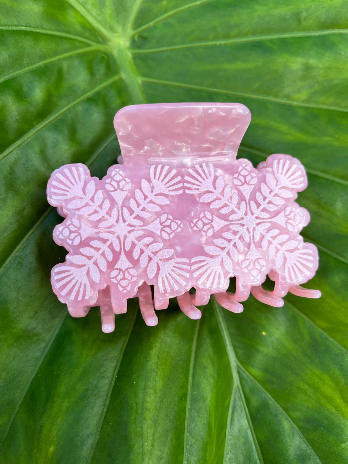 Hawaiian Quilt Lehua Clip in Pink & White