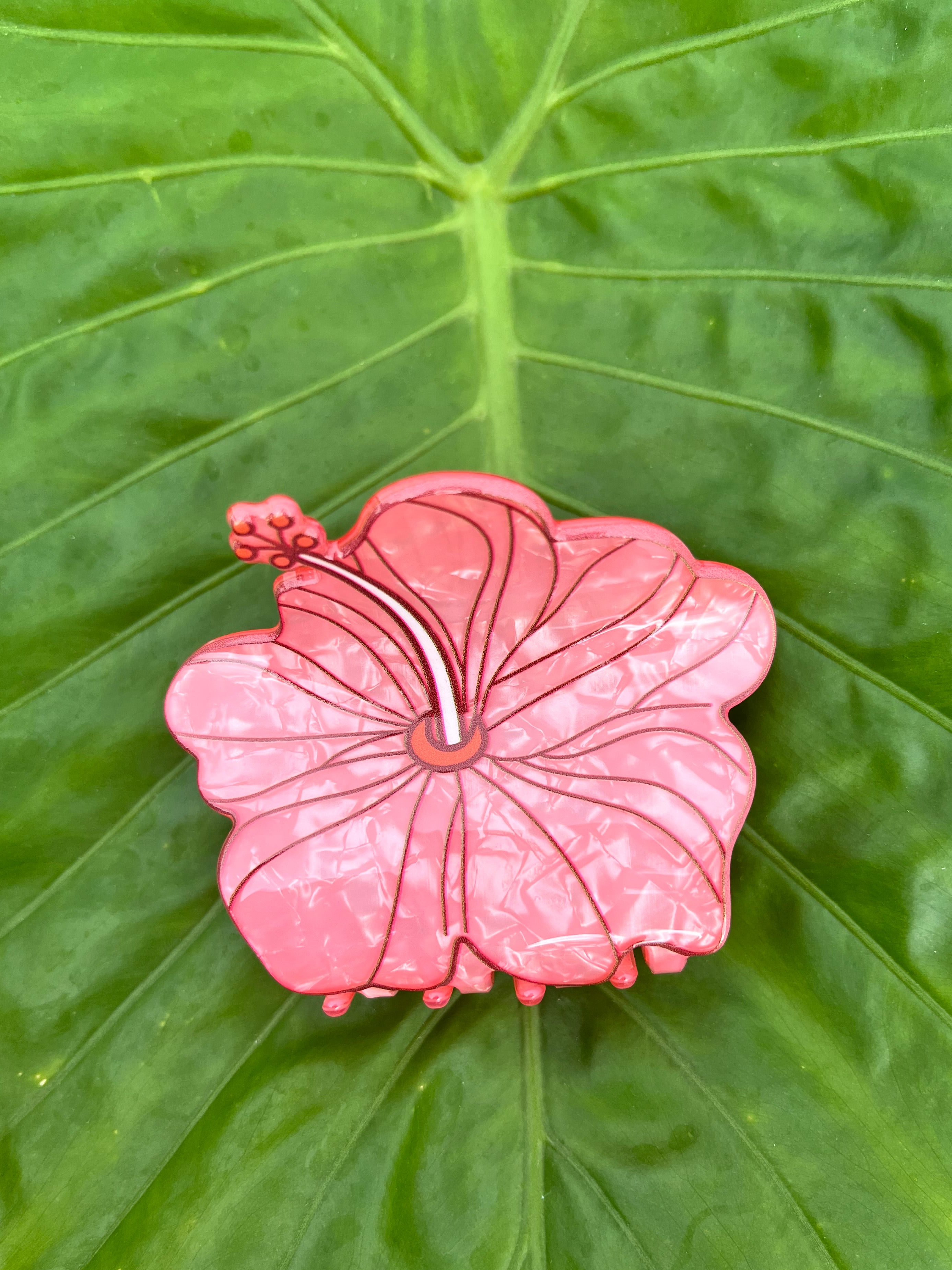 Pink Hibiscus Clip