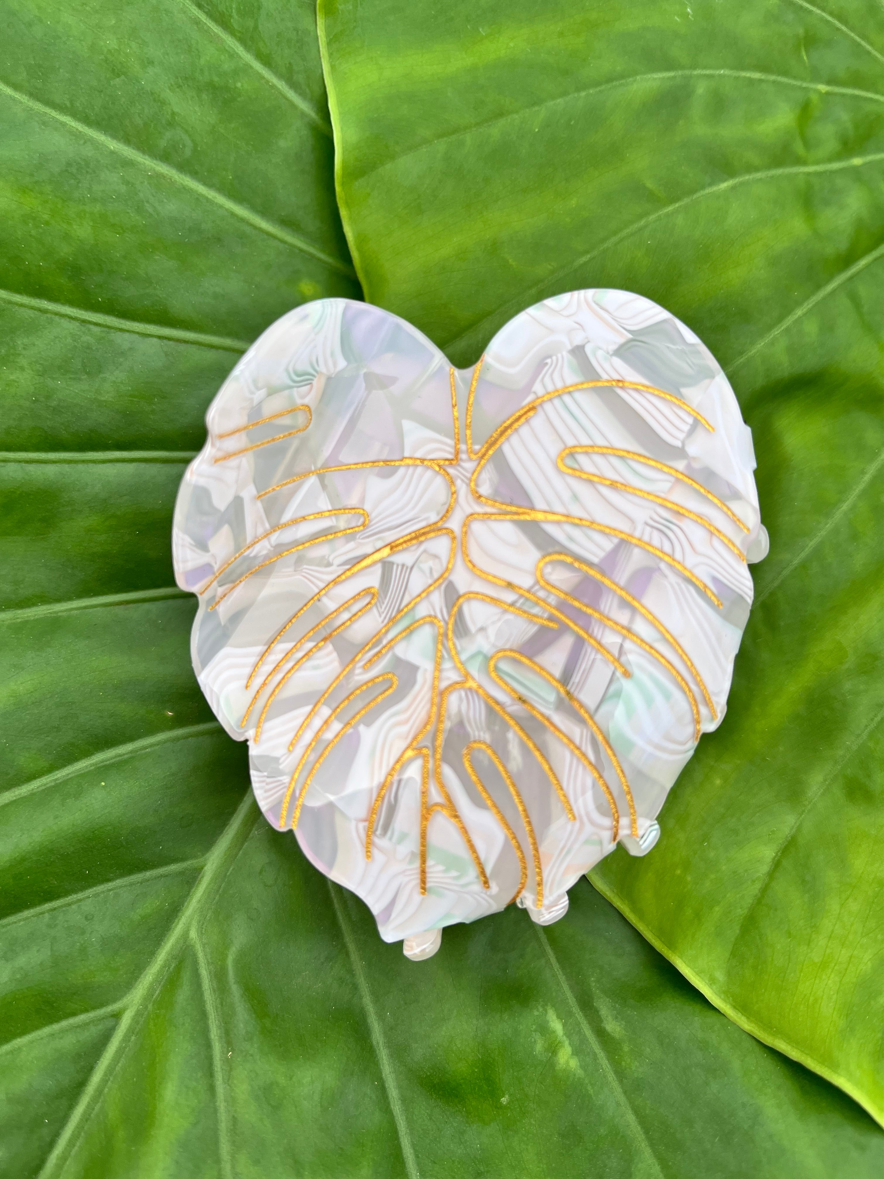 Large Monstera Leaf Clip White