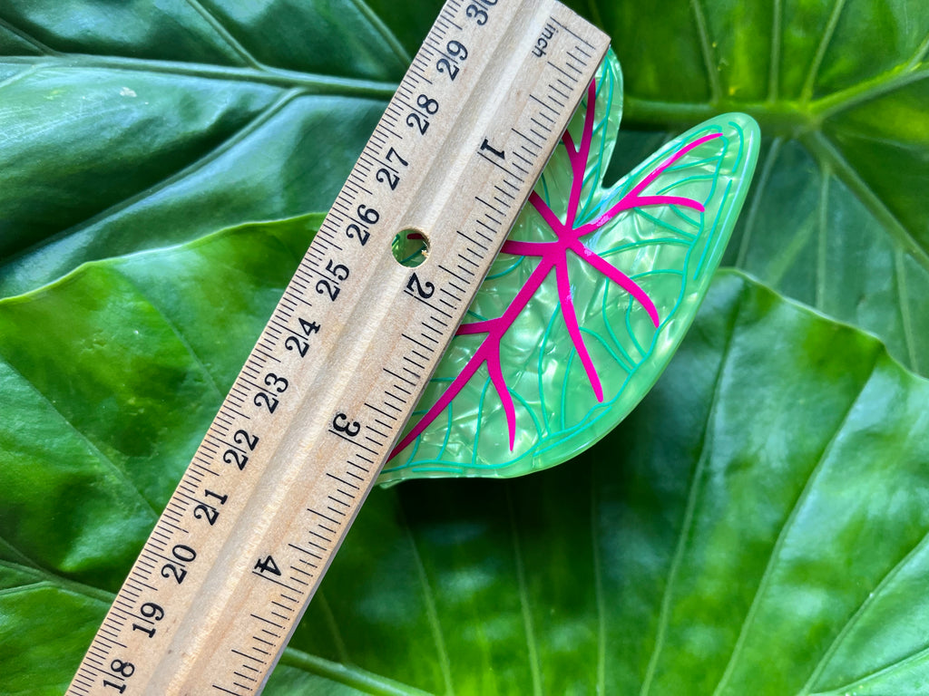 Kalo Leaf Clip Lime Green & Pink