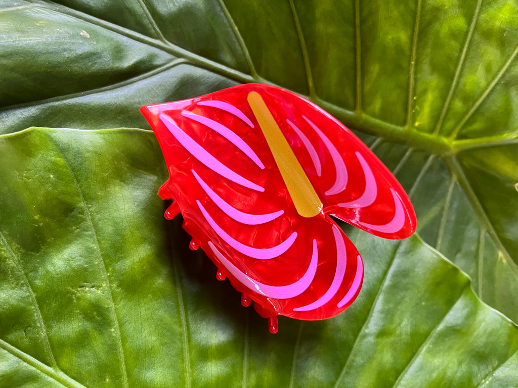 Anthurium Flower Clip Red & Pink